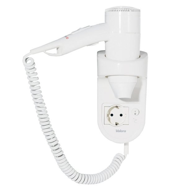 Haartrockner Valera Type 533.03/032.02, 1200 Watt weiß mit Schukosteckdose mit Wandhalterung