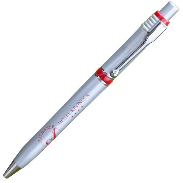 Hochwertiger Werbekugelschreiber Raja chrom silber einfärbig bedruckt