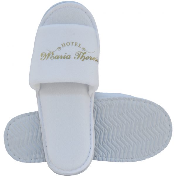 Pantoffel aus Velours "Karin", weiß offen