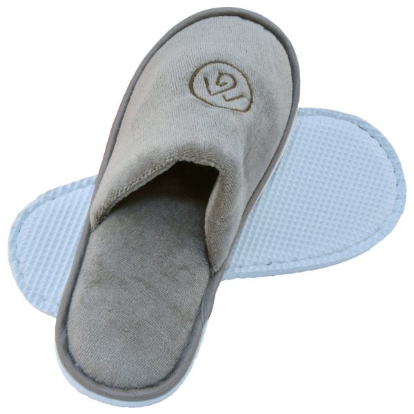 Velourspantoffel "Kerstin" weiß, 29 cm, 4 mm EVA, geschlossen im umweltfreundlichen Maisstärkesäckchen