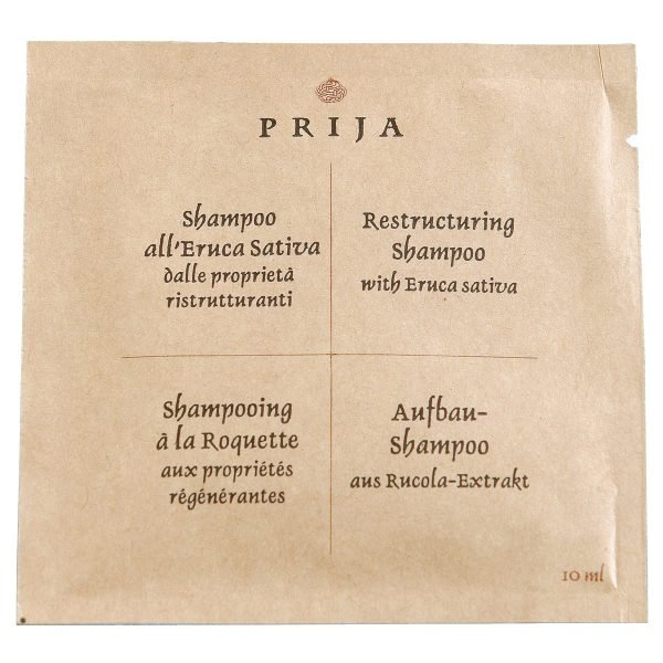 Prija - "Aufbau-Shampoo" im Sachet 10 ml im Karton zu 500 Stück; aus Rucola-Extrakt
