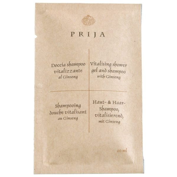 Hotelkosmetik Prija - "Haut- & Haar-Shampoo" im Sachet 10 ml mit Ginseng, im Karton zu 600 Stück
