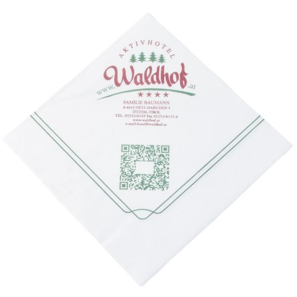 Einfache Logoservietten Zellstoff weiß 40er 3-lagig 1/4 Falz