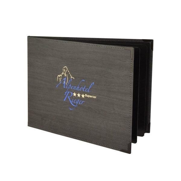 Kunstlederkarte 6500/TS ca. 19x26 cm 8 Fenster aus Karton mit Passepartouteinschub