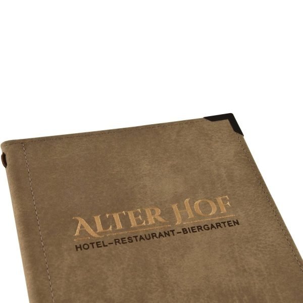 Menükarten für Restaurants 041/N A5 ca. 16x23 cm, mit elastischem Band für A4 quer (nicht wattiert)