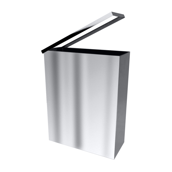 Abfallbehälter quadratisch, wandhängend, Edelstahl matt, 25 l