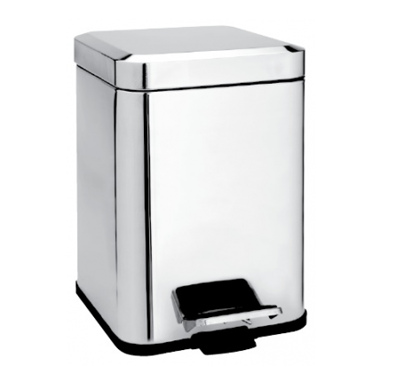 Treteimer quadratisch, Edelstahl glänzend, 6 l