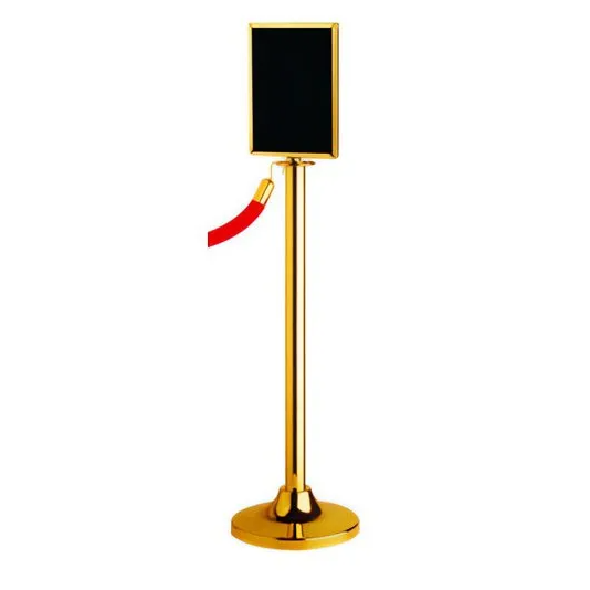 Absperrseil mit Infotafel, senkrecht, goldglänzend