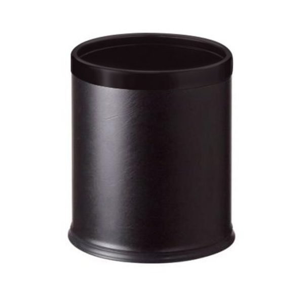 Doppellagiger Raumabfalleimer, rund, schwarzes Kunstleder/schwarzer Keder, 8 l