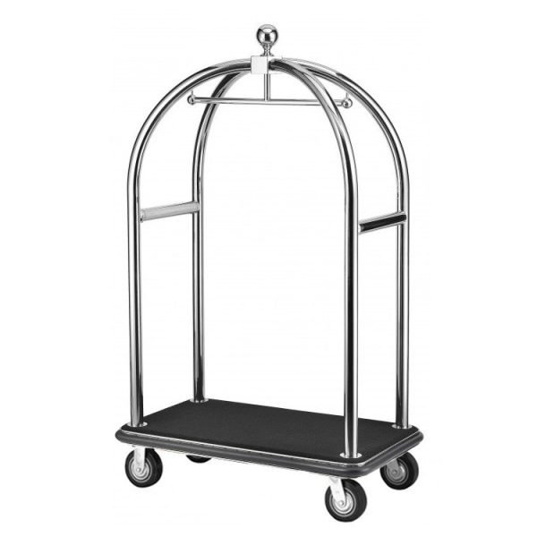 Gepäcktrolley, Edelstahl glänzend, schwarzer Teppich