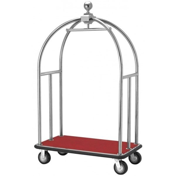 Gepäcktrolley, Edelstahl, roter Teppich