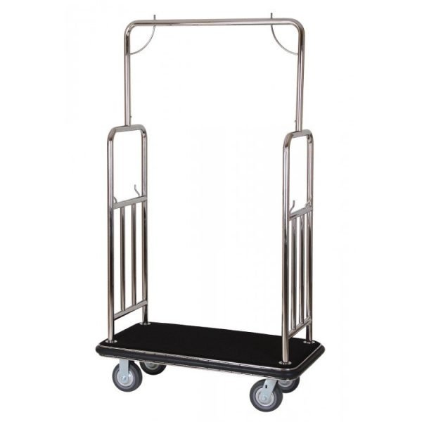 Gepäcktrolley, Edelstahl, schwarzer Teppich