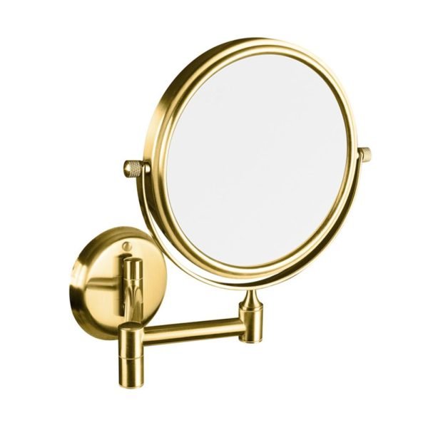 Kosmetikspiegel rund, vergrössernd, doppelseitig, drehbar, gold, ø 133 mm