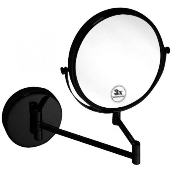 Runder Kosmetikspiegel, schwarz, ø 190 mm
