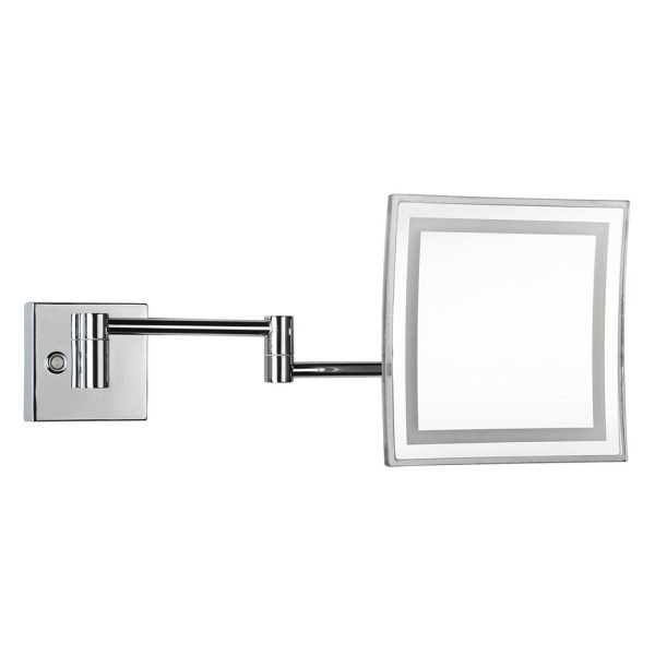 Kosmetikspiegel mit warmer und kalter LED-Licht, eckig, chrom, 225×225 mm